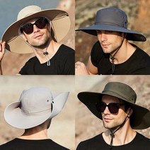 코욜하우키 남성 버킷햇 자외선차단 얼굴 햇빛가리개 남자 모자 등산 낚시 벙거지모자 챙넓은 챙모자, 05)카키