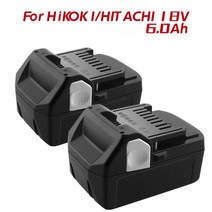 일립/hikoki 배터리 bcl1815 ebm1830 bsl1840 bsl1850 리튬 이온 중복 무선 시추 도구 배터리 18v6.0ah, 2개