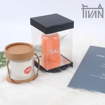 티반 브라이더 샤워 부케 답례품 향초 말린꽃 수제청 포장 선물 케이스 투명, 사각 10x12cm 블랙