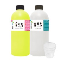 (사은품증정) 슬라임만들기 낱색세트 1000ml KIT 스노우키즈 직접 만드는 수제 액체괴물 액괴, 슬라임1000ml(옐로우세트)+사은품:디스펜서2개
