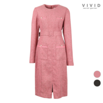 VIVID SG VIVID 모던 진주단추장식 벨티드 원피스