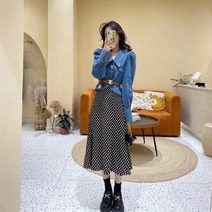 해외 여자옷세트 패션 의류 상의 하의 셋트 홍콩 스타일 레트로 작은 남자