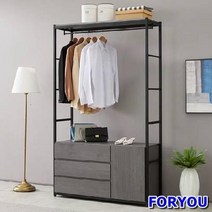 ForU99 스토리홈 리코 드레스룸 서랍장 3단 수납장 선반 장롱 행거, 멀바우, 상세페이지 참조