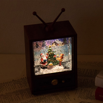 바이블코리아 빈티지 1978 TV 워터볼 오르골 볼륨조절 LED 무드등 캐롤 메들리, C 구유