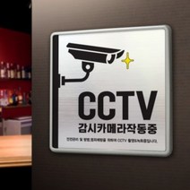 맞춤 표찰 CCTV표지판 관계자외출입금지 금연구역 안내판, CCTV, 메탈, B 16cm x 16cm - 라이트골드