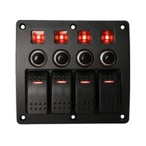 레드 블루 그린 4/6 갱 LED 로커 스위치 패널 자동차 토글 DC 12V 보트 해양 RV 캠핑 트레일러, 01 Red 4 Gang
