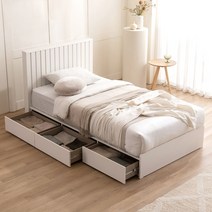 플루아 호텔형 수납 침대 SS 하이유로탑매트, 코튼화이트