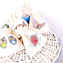 만들기자랑 민화 복주머니/캔버스천 주머니/만들기재료/필통/가방, 민화복주머니, 부엉이한마리