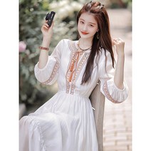 대희자제 여름친구장 화이트 선녀 스커트 보헤미안 원피스