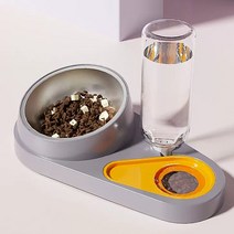 리빙공감 강아지 목보호 경사형 밥그릇 세트, 퍼플그레이