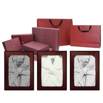 송월타월 프리미엄 뱀부얀 격자 가운 + 선물세트 케이스+쇼핑백, 1개, 다크그레이M(여성용)1벌