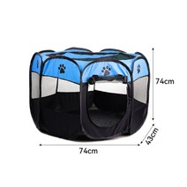 베란다 펫도어 강아지펜스 출입문 울타리 캠핑 안전문 고양이 방묘창 접이식 고양이 개 개, 하늘색, 74x74x43cm