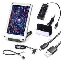 듀얼모니터받침대 아크릴 우드 모니터받침대 고강도 듀얼 USB 컴퓨터 온도 모니터링 35 인치 IPS DIY PC 디스플레이 보조 화면 윈도우 리눅스 라즈베리 파이, Full Set+체코