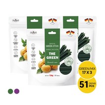 강아지 덴탈껌 NEW 더그린 덴탈스틱 그린/믹스 17Px3봉, 그린 덴탈껌 17Px3