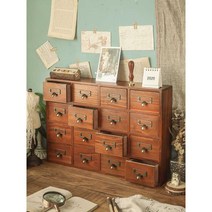 약장 화장품 잡화 보관함 수납장 문갑 원목 빈티지, 16칸 서랍 - 오래된 색상