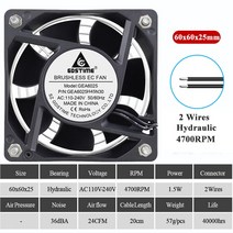 Gdstime EC 브러시리스 냉각 팬 AC 110V Srews/그릴 포함 볼 베어링 축팬 60MM 120MM, 01 Hydraulic 60x60x25mm