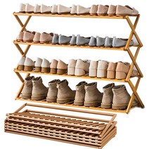 빼다 원터치 접이식 다용도 원목 현관 수납 선반 신발장, 98CM, 4단, 1개