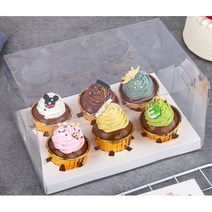 투명 컵케이크 상자 포장 박스 고급리본포함, 사각6구(24*17*13.5+리본포함)-5개입
