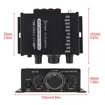 dsp앰프 카오디오 스피커 앰프 AK170 2 채널 파워 오디오 가라오케 홈 시어터 블루투스 호환 클래스 D USB/ SD, 한개옵션0