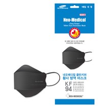 네오메디컬 KF94 대형 얼큰이 마스크 일회용 개별포장 황사 방역 100매(블랙), 네오메디컬 KF-94 마스크 100매입 (블랙)