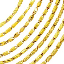 24K 순금 37.5g+18k장식 대나무 컷팅 민자 체인 남성 남자 10돈 목걸이