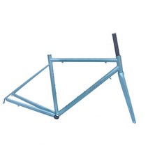 HandW 크롬 몰리브덴 스틸 700C 자전거 프레임 로드 탄소 프론트 포크 자갈 CR-MO 4135 Roadbike Frameset, 02 blue_04 56cm