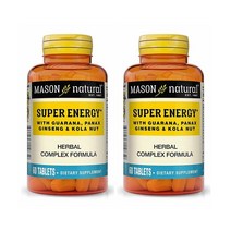 MASON NATURAL 마손 Super Energy 수퍼에너지 과라나 인삼 콜라넛 60정(2개 묶음), 60개, 2개