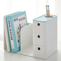 CAILOOM 인테리어 미니 책상 서랍 연필꽂이 겸용 전면 책꽂이 책상정리함 선반책장, 민트