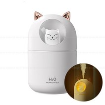 무선가습기 가정용 무드등 간절기 취침모드 분무량 많은 USB 야옹이, 화이트