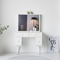 [달콤디자인] 세인트 LPM 수납 철제 거울 화장대 900 /착불, 화이트/블랙다리