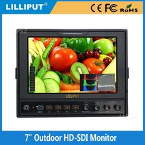 Lilliput-662/S 7 인치 IPS 풀 HD 1280x800 SDI 카메라 모니터 금속 하우징 및 신호 변환기 기능 포함, 한개옵션0