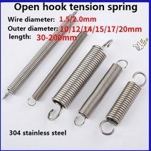 텐션 스프링 연장 길이 30-200mm 와이어 직경 1.5 2.0mm 오픈 후크 304SUS 스프링580546, 14mm, 70mm(1PCS)