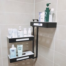 정화무역 욕실 코너선반 화장실 코너선반 무타공 흡착식, 1단, 실버