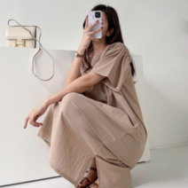 와일드펫 여성 쿨 썸머 린넨 마야 롱 원피스 루즈핏