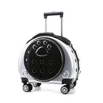 강아지 유모차 반려견 대형견 개모차 냥모차 펫모차 애완 동물 트롤리 케이스 개 고양이 여행 수송 가방 투명 와이드 뷰 여행 핸드백 나들이 휴대용 패션 배낭 거품 상자, 은