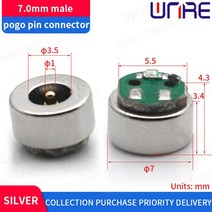 Pogopin 자기 좌석 남성 여성 봄 2pin 커넥터 마이크로 usb type-c 플러그 ios 안 드 로이드 휴대 전화에, 04 7.0mm-male_01 1 pcs