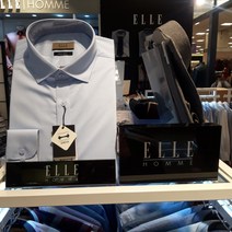 엘르셔츠 긴팔 슬림핏 스판 카라버튼다운 스카이블루솔리드셔츠