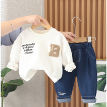 더쭈야 아동 상하복 유아 아기 봄상하복 가을 남아 티셔츠 데님팬츠 등원 형제룩 데일리