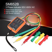 새로운 sm852b 3 상 회전 테스터 디지털 위상 표시기 감지기 led 부저 위상 시퀀스 미터 전압 테스터 60v 600v ac, CHINA