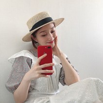 라렌트리 / (자체제작)핸드메이드 린넨 라피아 리본 보터햇