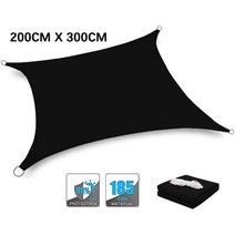 블랙 300D 방수 천막 삼각형 직사각형 정사각형 야외 정원 테라스 수영장 그늘 항해, BLACK 200cm x 300cm
