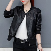 K.ONLINE SHOP라운드넥 PU 캐주얼 여성 야구 자켓 집업 재킷 트위드자켓 청자켓 가죽자켓