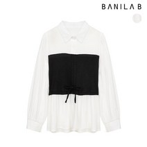 [바닐라비] 여성 카라 배색 뷔스티에 리본 블라우스