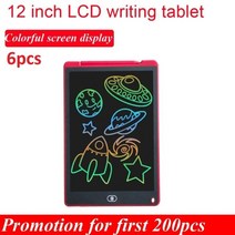 전자칠판 6pcs 12 인치 스마트 쓰기 그리기 태블릿 lcd 쓰기 태블릿 디지털 그래픽 태블릿 전자 필기 패드 펜 9, 6pcs 다채로운 화면