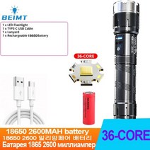 충전식후레쉬 초강력 LED 플래시라이트 XHP360 6000000LM 충전식 전술 토치 줌 7 모드 방수 낚시 18650 손전등, XHP360 B, CHINA