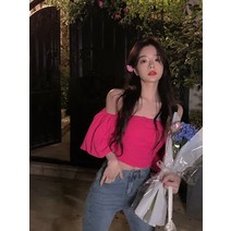 쭈글이원피스 돈 부인 하우스 니발리스 맟춤제작 여성 여름 오픈숄더 벌룬소매 상의 2528046094