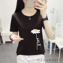 하나홀릭 흰꽃송이 프린팅 반팔 티셔츠 HTS_501