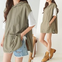 하늘바라기 여성용 아노락 후드 지퍼 조끼