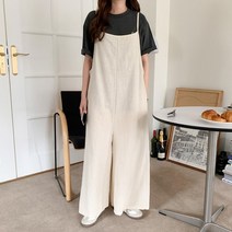 코지 여자 심플 베이직 시원한 나시끈 와이드핏 점프수트