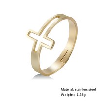 묵주반지 염주반지 스타일반지 COOLTIME 스테인레스 스틸 반지 남성 여성 조정 가능한 크로스 핑거 링 골드 컬러 종교 쥬얼리 2023 트렌드 선물 커플